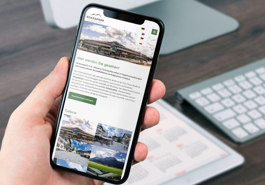 Mobile Ansicht Website Koasapark St. Johann in Tirol