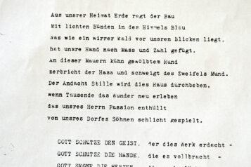 Der Firstspruch wurde 1958 von Karl Pfisterer verlesen.